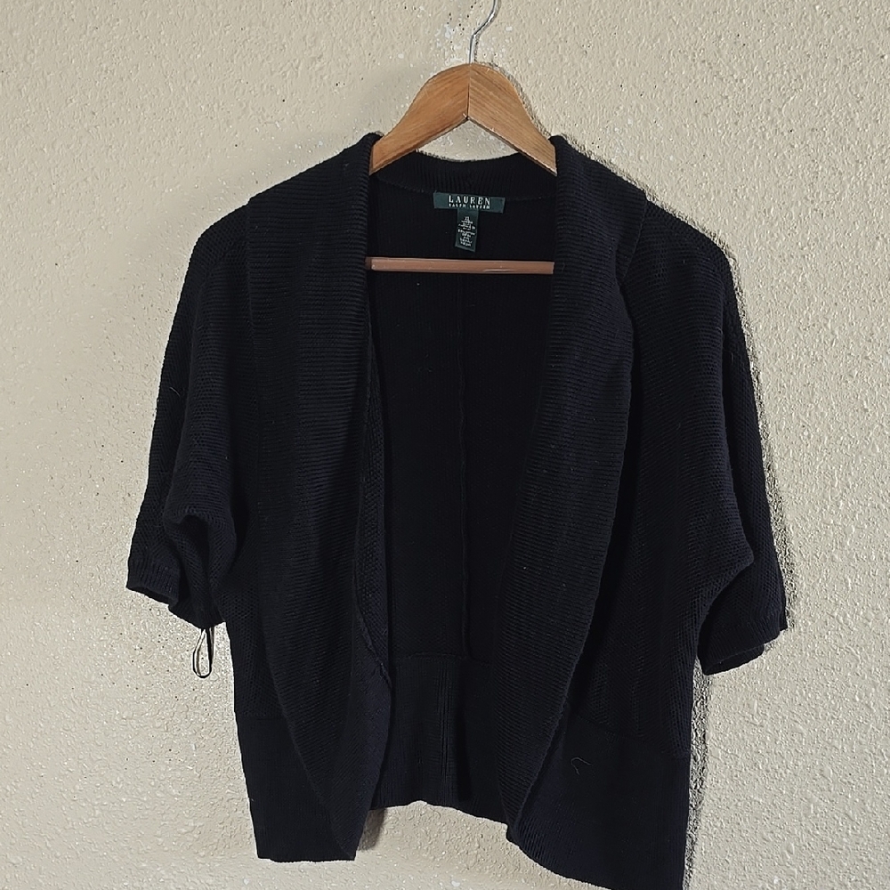 Ralph Lauren Knited Open Front Black Women's Sweater